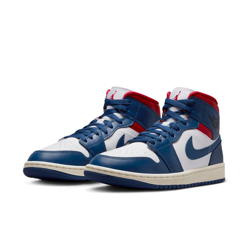 Air Jordan 1 Mid, Blanco/Rojo gimnasio/Vela/Azul francés, hi-res