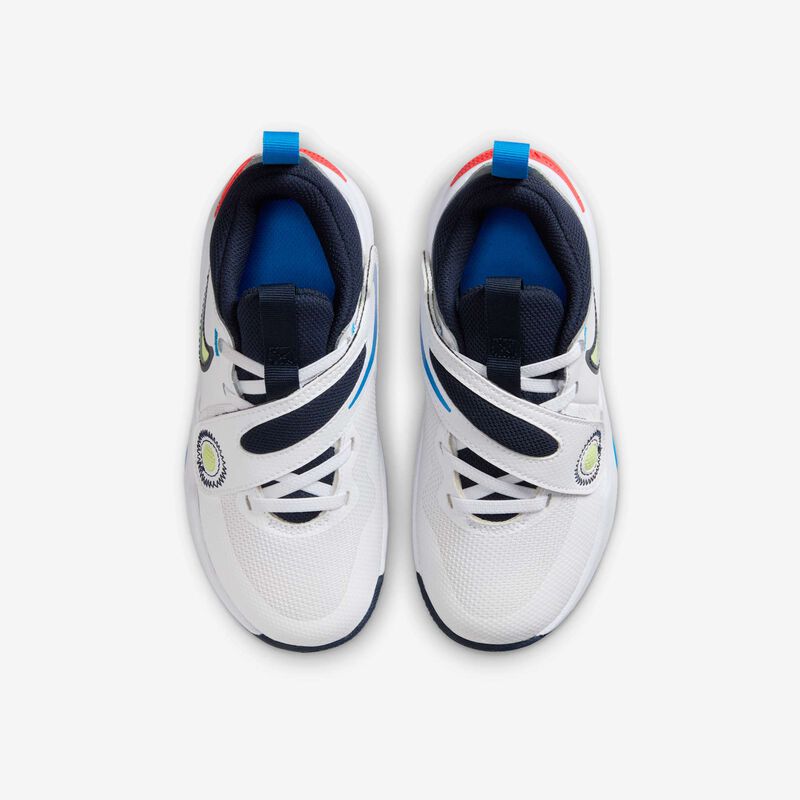 Nike Team Hustle D 11, Blanco/Carmesí Brillante/Azul Foto/Toque De Limón Claro, hi-res