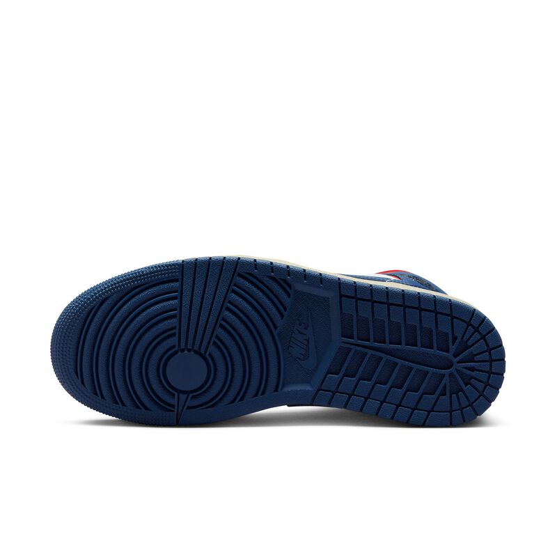 Air Jordan 1 Mid, Blanco/Rojo gimnasio/Vela/Azul francés, hi-res
