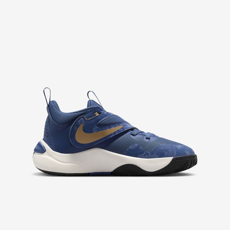Nike Team Hustle D 11, Azul Marino Místico/Marfil Pálido/Oro Metalizado/Negro, hi-res
