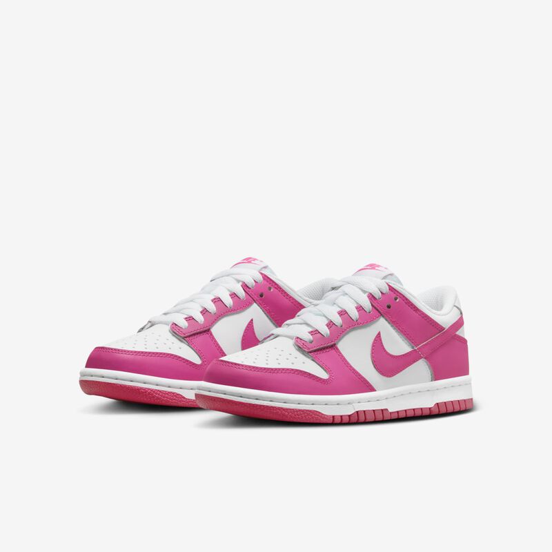 Nike Dunk Low, Blanco/Láser fucsia, hi-res
