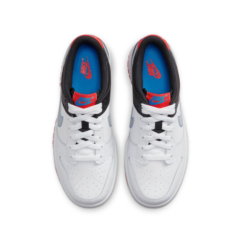 Nike Dunk Low, Blanco/Carmesí claro/Azul foto claro/Gris lobo, hi-res