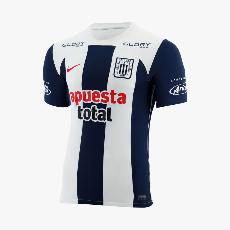 Nike Alianza Lima 2023 Local Estampada, Blanco/Azul marino medianoche/Rojo, hi-res