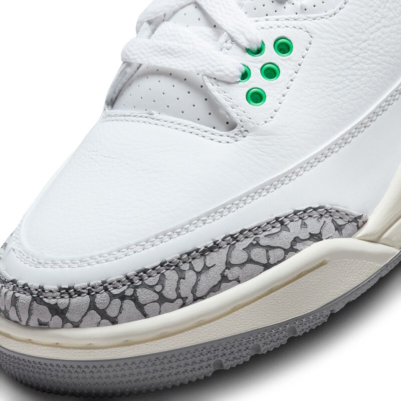 Air Jordan 3 Retro, Blanco/Verde suerte/Gris cemento/Rojo Varsity, hi-res