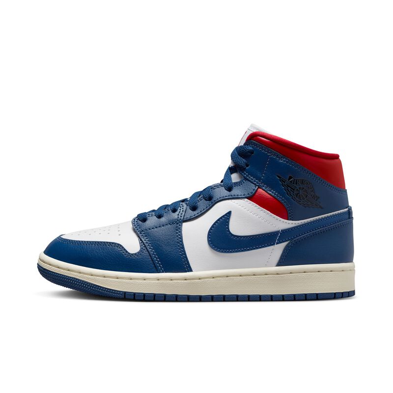 Air Jordan 1 Mid, Blanco/Rojo gimnasio/Vela/Azul francés, hi-res