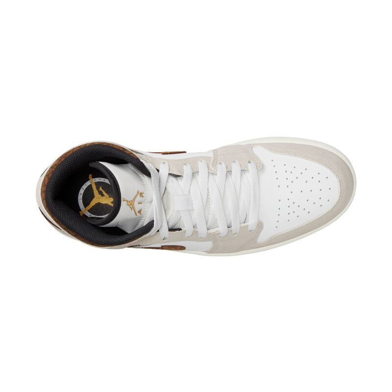 Air Jordan 1 Mid SE, Marrón Orewood claro/Blanco/Bronceado británico claro/Oro metalizado, hi-res