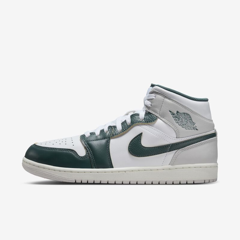 Air Jordan 1 Mid SE, Blanco/Vela/Gris Neutro/Verde Oxidado, hi-res