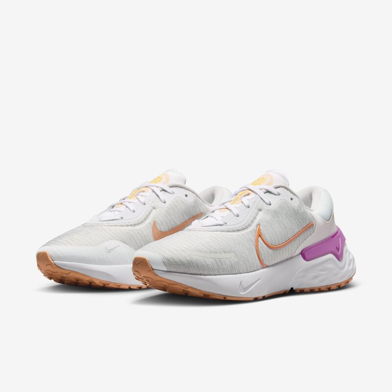 Nike Renew Run 4, Blanco/Polvo fotón/Sueño fucsia/Marrón ámbar, hi-res
