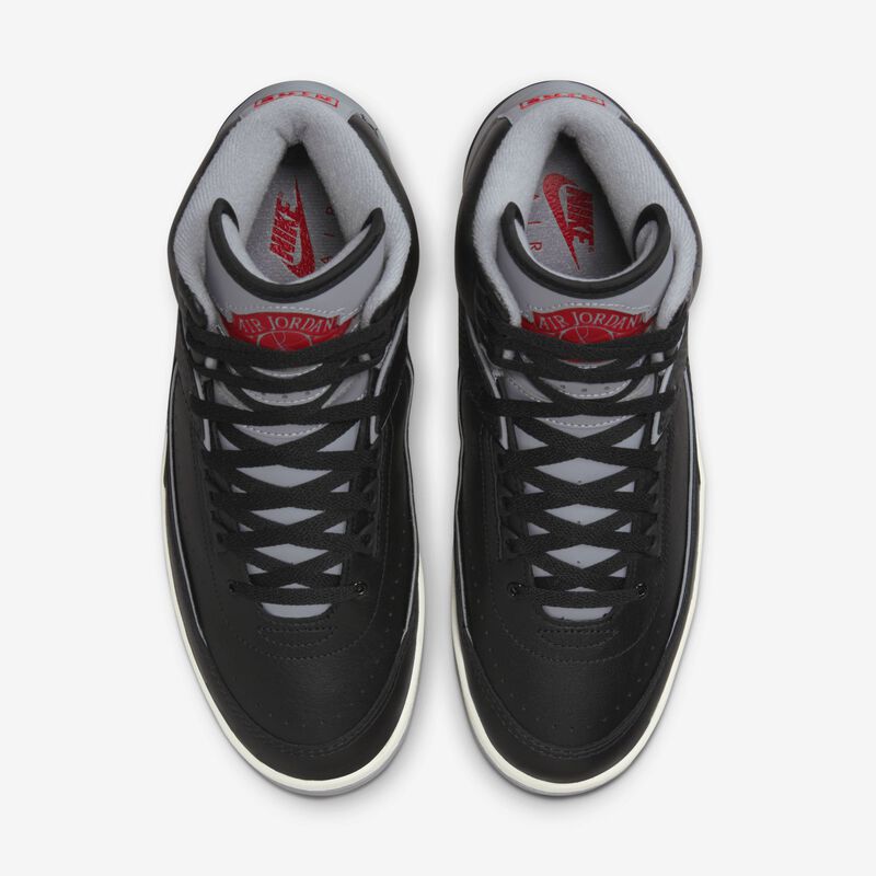Air Jordan 2 Retro, Negro/Gris cemento-Rojo fuego-Vela, hi-res