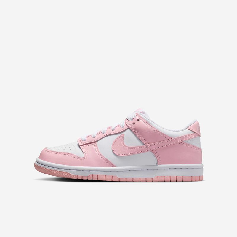 Nike Dunk Low, Blanco/Blanco/Blanco/Rosa suave medio, hi-res