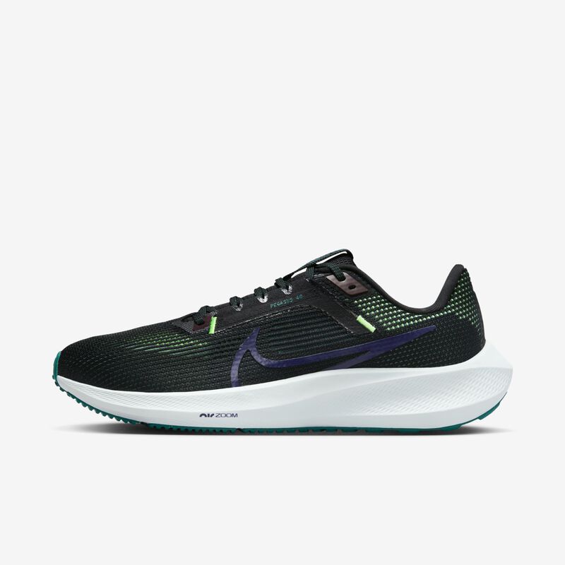 Nike Pegasus 40, Negro/Burdeos enérgico/Azul verdoso geoda/Morado tinta, hi-res