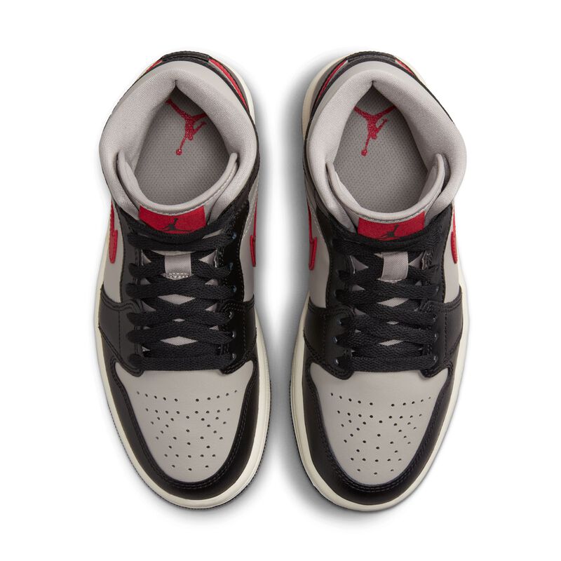 Air Jordan 1 Mid, Negro/Gris universitario/Vela/Rojo gimnasio, hi-res