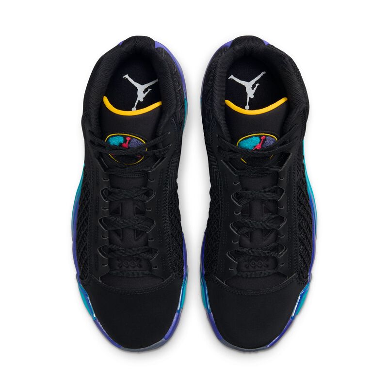 Air Jordan XXXVIII "Aqua", Negro/Concordia brillante/Tono aguamarina/Rojo genuino, hi-res