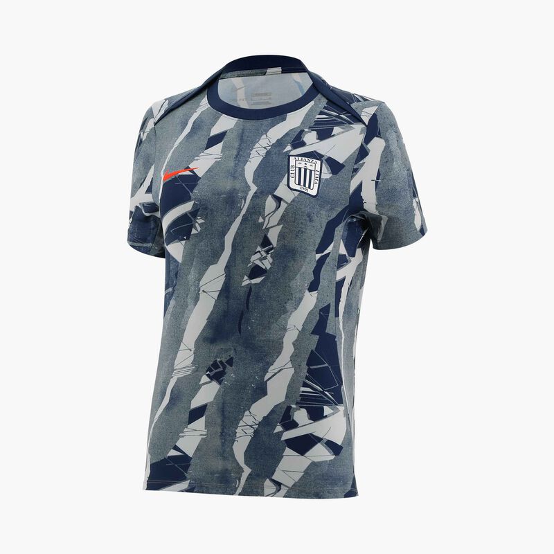 Nike Polo Mujer Alianza Lima 2026, Gris Lobo/Azul marino de medianoche/(Rojo Chile), hi-res