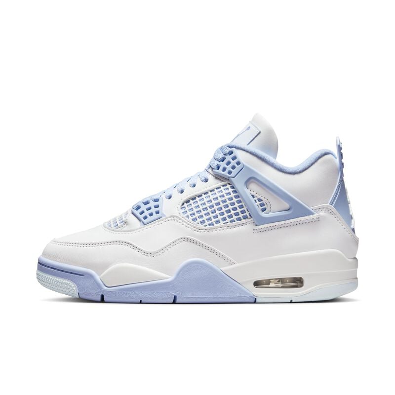 Air Jordan 4 Retro, Blanco/Tinte Azul/Verde Aceite/Aluminio, hi-res