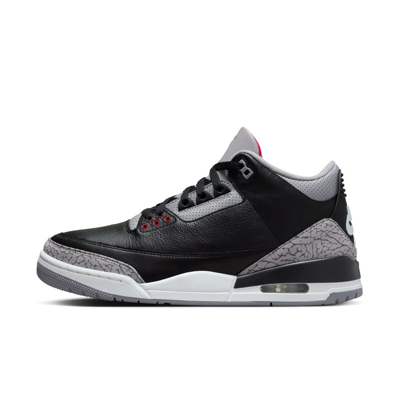 Air Jordan 3 Retro, Negro/Gris Cemento/Blanco Cumbre/Rojo Fuego, hi-res