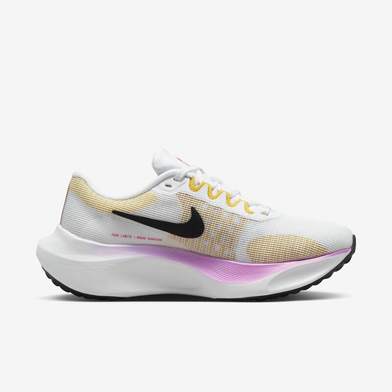 Nike Zoom Fly 5, Blanco/Sulfuro vivo/Café ámbar/Fucsia enérgico, hi-res