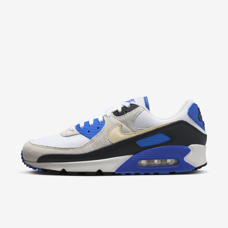 Nike Air Max 90 Premium, Blanco/Azul Carrera/Negro/Caqui, hi-res