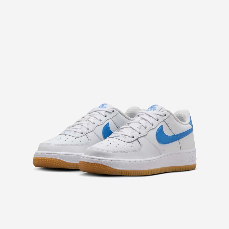 Nike Air Force 1, Blanco/Marrón Claro Goma/Azul Extremo, hi-res