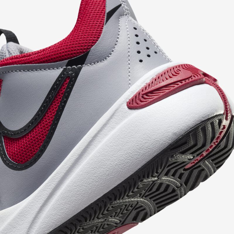 Nike Team Hustle D 11, Gris Cemento/Rojo Gimnasio-Negro-Blanco, hi-res