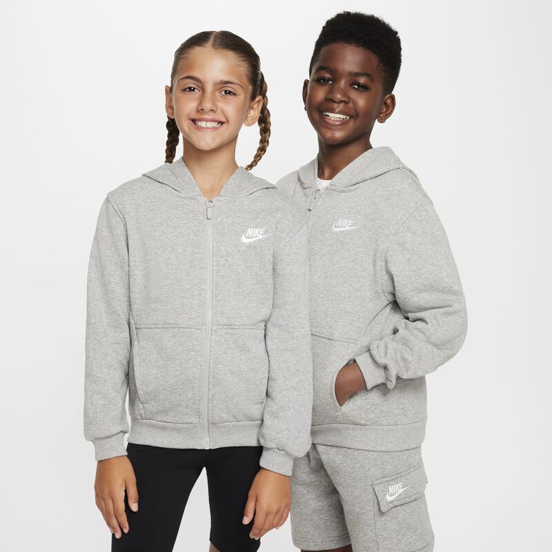 Nike Club Fleece, Gris Oscuro Jaspeado/Gris Base/Blanco, hi-res