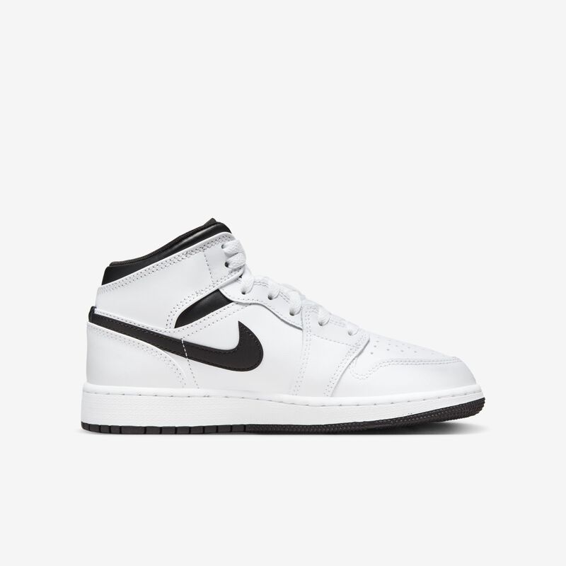 Air Jordan 1 Mid, Blanco/Blanco/Negro/Negro, hi-res