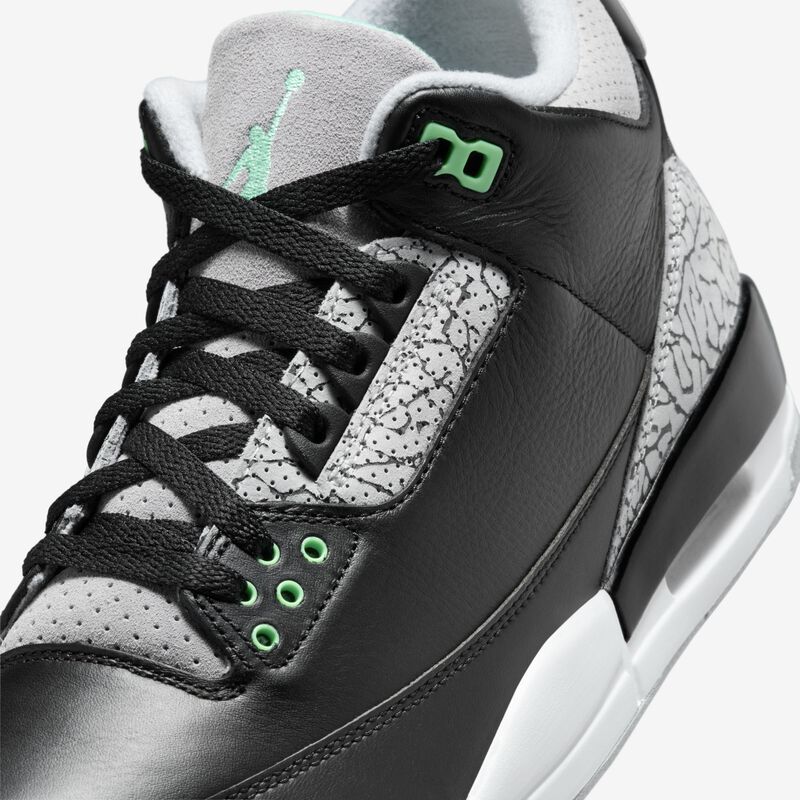 Air Jordan 3 Retro, Negro/Verde Brillo-Lobo Gris-Blanco, hi-res