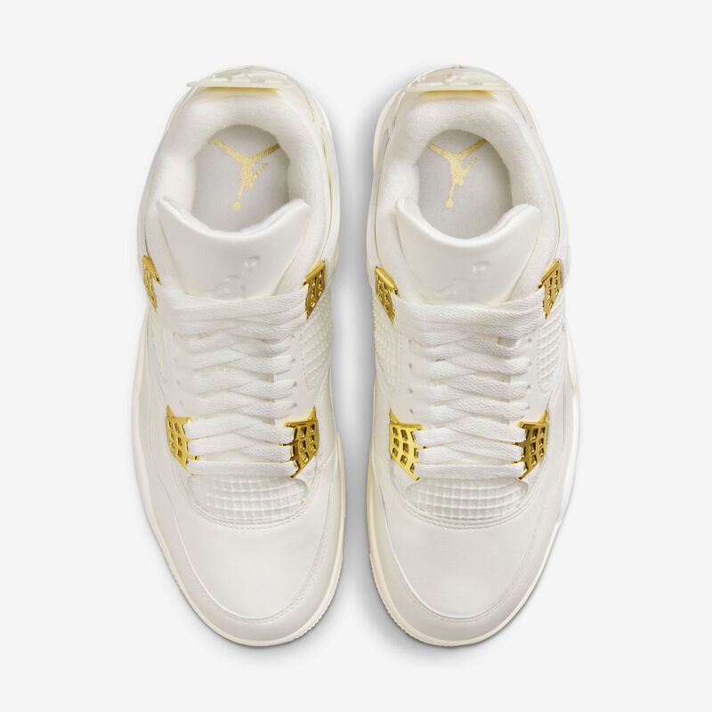 Air Jordan 4 Retro "White and Gold", Vela/Negro/Oro metalizado, hi-res