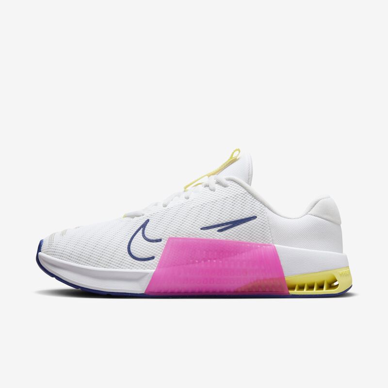 Nike Metcon 9, Blanco/Blanco-Azul Real Profundo-Rosa Feroz, hi-res