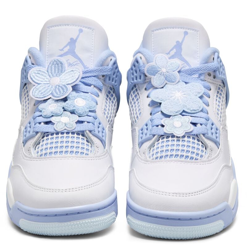Air Jordan 4 Retro, Blanco/Tinte Azul/Verde Aceite/Aluminio, hi-res