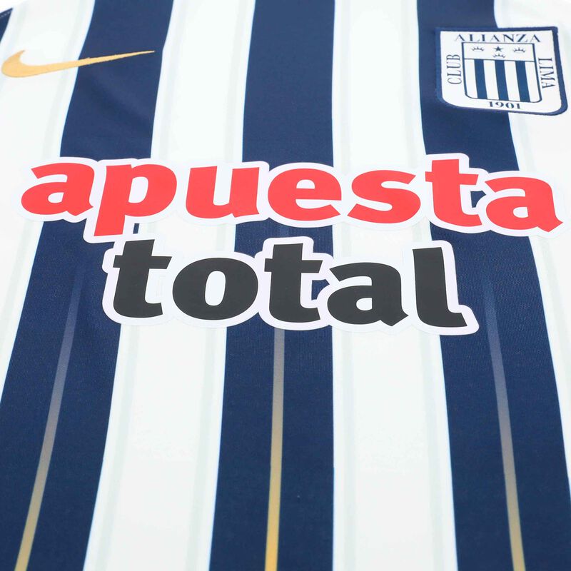 Nike Camiseta Alianza Lima 2024 Local Estampada, Azul marino medianoche/Blanco/Dorado, hi-res