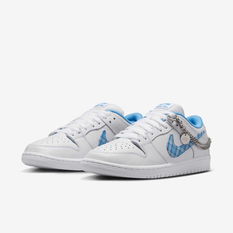 Nike SB Dunk Low Pro, Blanco/Blanco/Azul Marino Medianoche/Azul Universitario, hi-res
