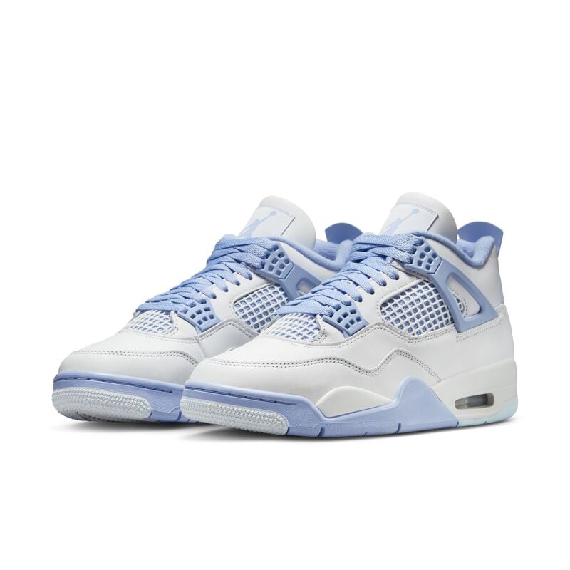 Air Jordan 4 Retro, Blanco/Tinte Azul/Verde Aceite/Aluminio, hi-res