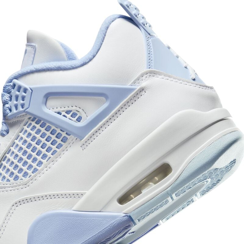 Air Jordan 4 Retro, Blanco/Tinte Azul/Verde Aceite/Aluminio, hi-res