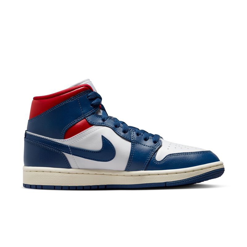 Air Jordan 1 Mid, Blanco/Rojo gimnasio/Vela/Azul francés, hi-res
