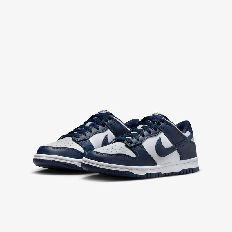 Nike Dunk Low, Blanco/Blanco/Azul Marino Medianoche, hi-res