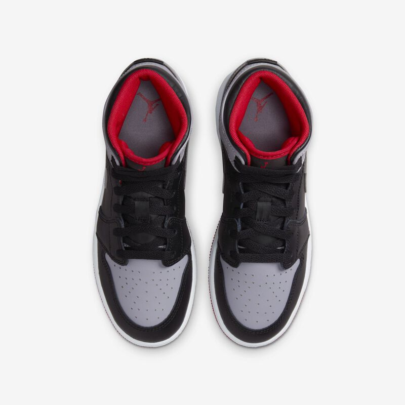 Air Jordan 1 Mid, Negro/Fuego Rojo/Blanco/Cemento, hi-res