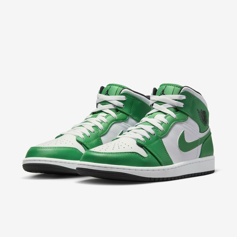 Air Jordan 1 Mid, Verde suerte/Blanco/Negro, hi-res