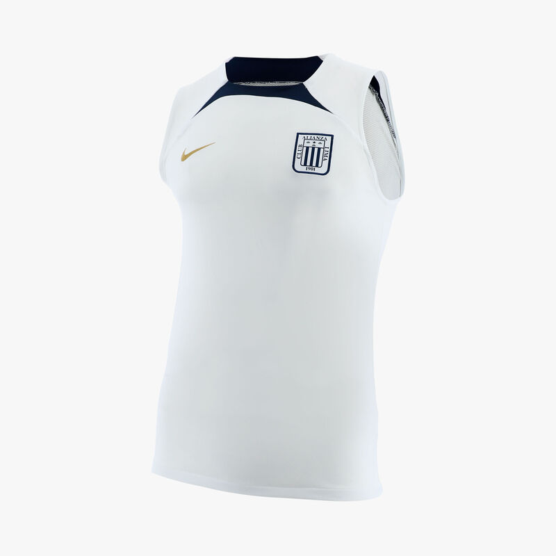 Nike Polo sin mangas Alianza Lima 2024 Local, Blanco/Obsidian/Dorado, hi-res