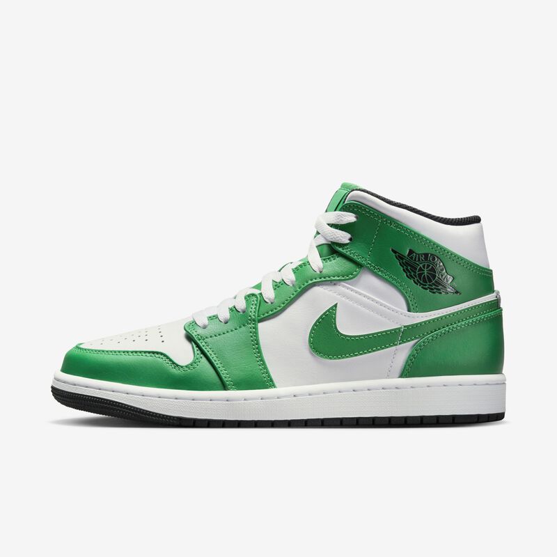 Air Jordan 1 Mid, Verde suerte/Blanco/Negro, hi-res