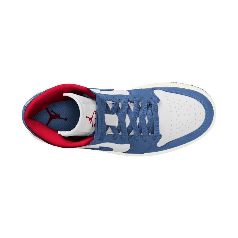 Air Jordan 1 Mid, Blanco/Rojo gimnasio/Vela/Azul francés, hi-res