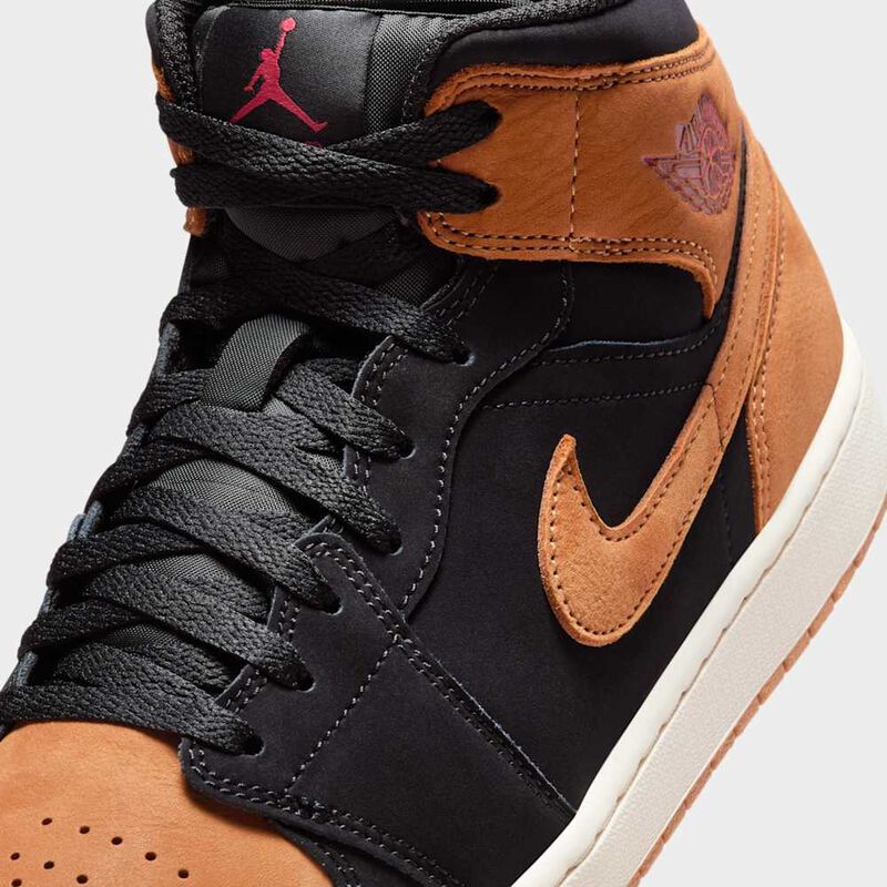 Air Jordan&nbsp;1 Mid SE, Negro/Rojo universitario/Vela/Lino, hi-res