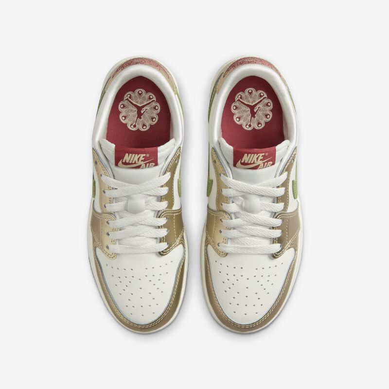 Air Jordan 1 Retro Low OG Chinese New Year, Vela/Verde Aceite-Mtlc Oro Grano-Cedro, hi-res