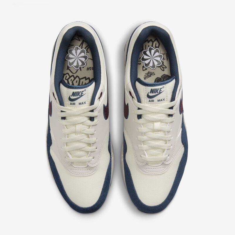 Nike Air Max 1, Leche De Coco/Azul Marino Militar/Marrón Verdoso Claro/Burdeos Enérgico, hi-res