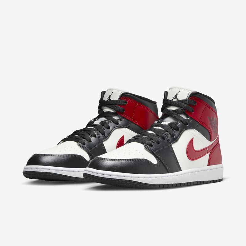 Air Jordan 1 Mid, Vela/Rojo gimnasio-Apagado Noir-Blanco, hi-res