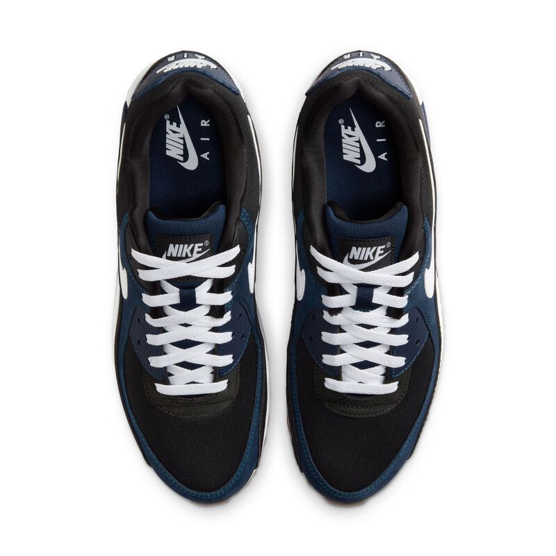 Nike Air Max 90, Azul Marino Medianoche/Blanco-Negro-Goma Marrón Medio, hi-res