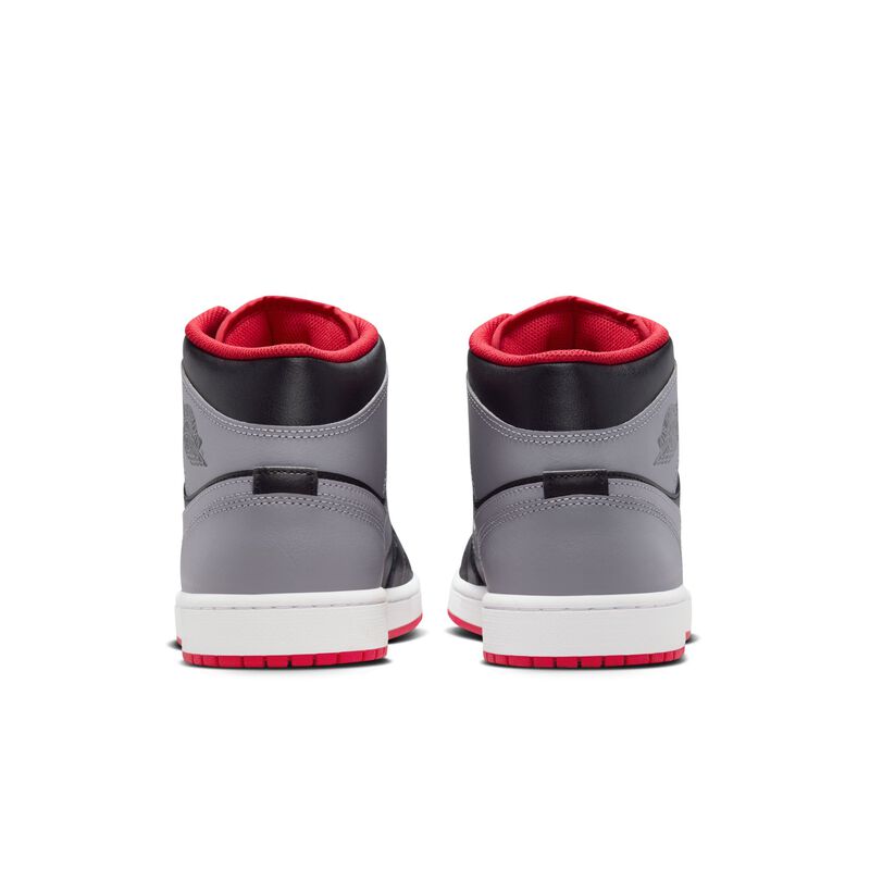 Air Jordan 1 Mid, Negro/Rojo fuego/Blanco/Gris cemento, hi-res