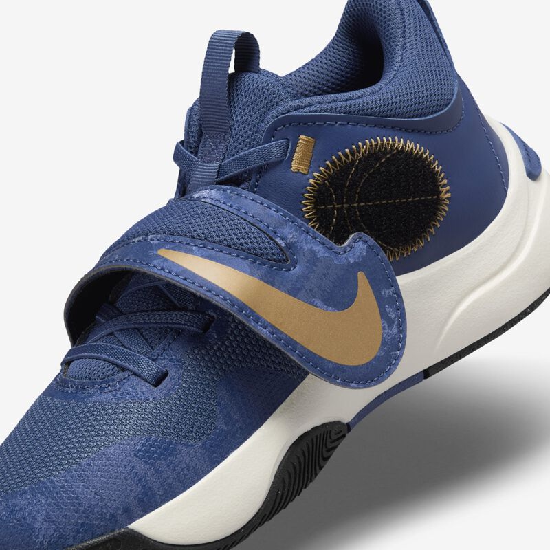 Nike Team Hustle D 11, Azul Marino Místico/Marfil Pálido/Oro Metalizado/Negro, hi-res