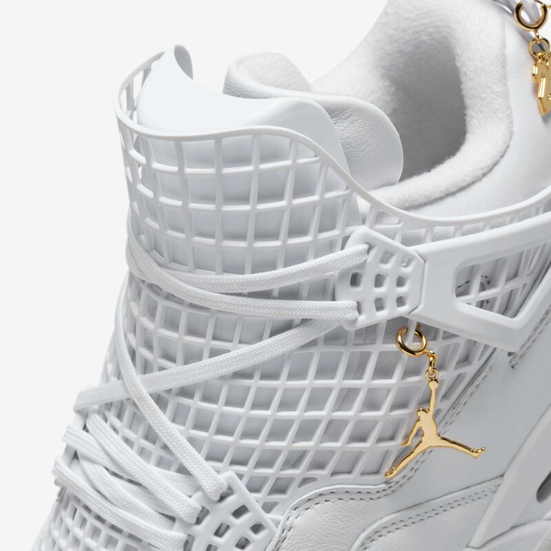 Air Jordan 4 Net, Blanco/Oro Metalizado/Fantasma, hi-res