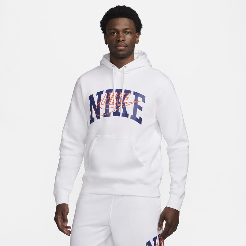 Nike Club Fleece, Blanco/Naranja Seguridad, hi-res